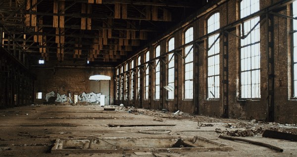 A photo of an empty industrial building