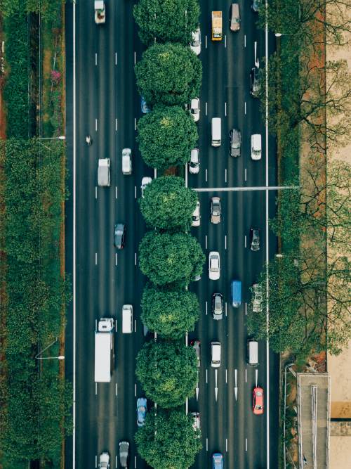 A bird view image of a highway