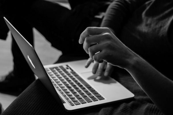 A person working on their laptop