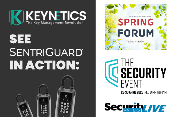 An inforgraphic stating see SentriGuard in Action with three event logos: BSIA Spring Forum, The Security Event 2026 and Security Matter Live 2026